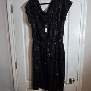Fashion Nova Sparkling Black Midi Dress